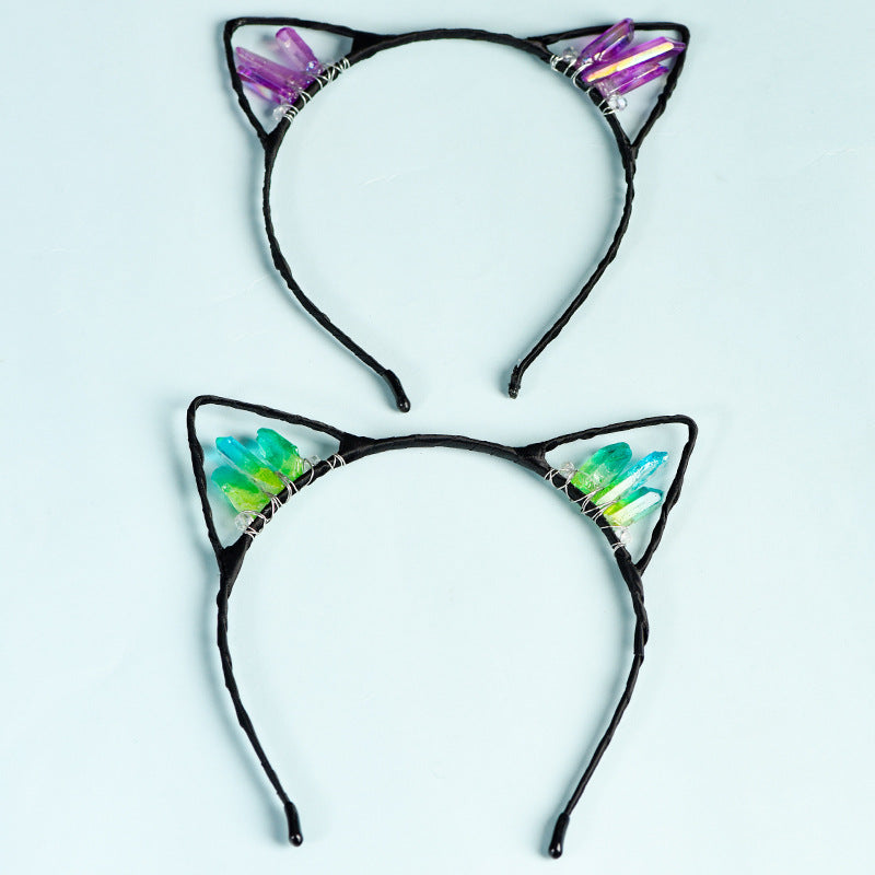 Colored crystal cat ear headband-Cute-Christmas