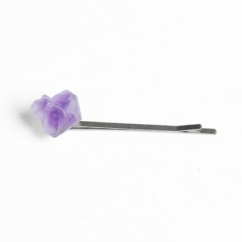 Raw crystal stone hair clip
