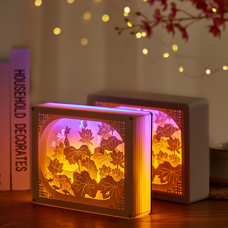 3D three-dimensional overlapping paper carving lamp eye protection night light