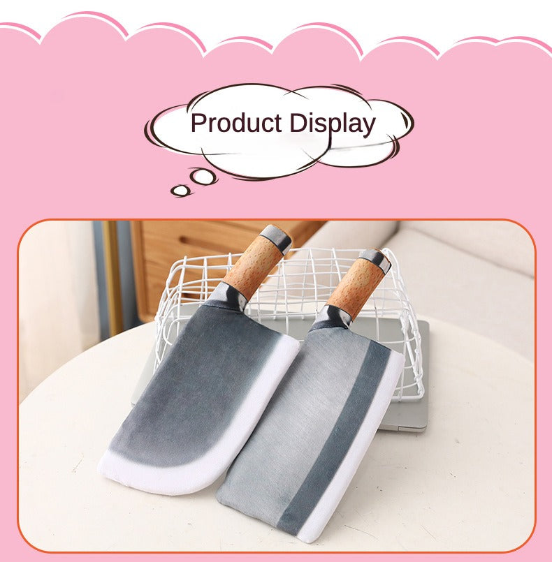 Creative Funny Kitchen Knife Simulation Machete Plush Toy Storage Wallet Scary Props Sand Carving Gift