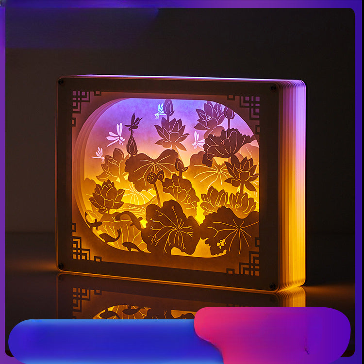 3D three-dimensional overlapping paper carving lamp eye protection night light